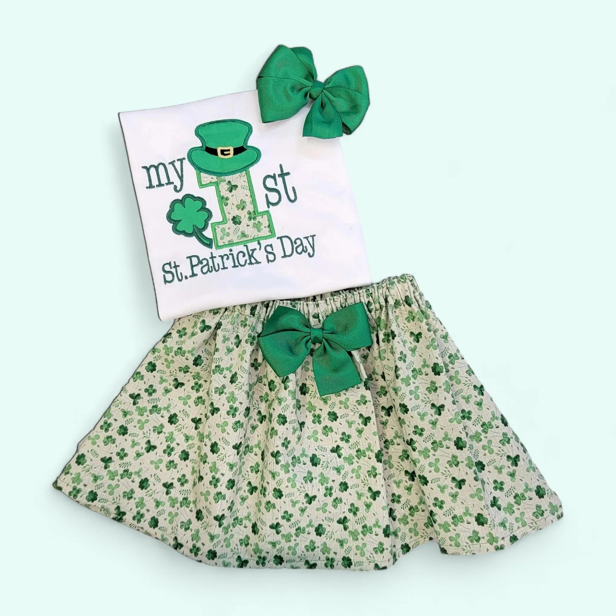 St Patrick Day Outfit, My First St Patrick Day, Girls St. Patrick Day Shirt - Skirt, Baby St Patrick Day Set, Shamrock Outfit for Girls