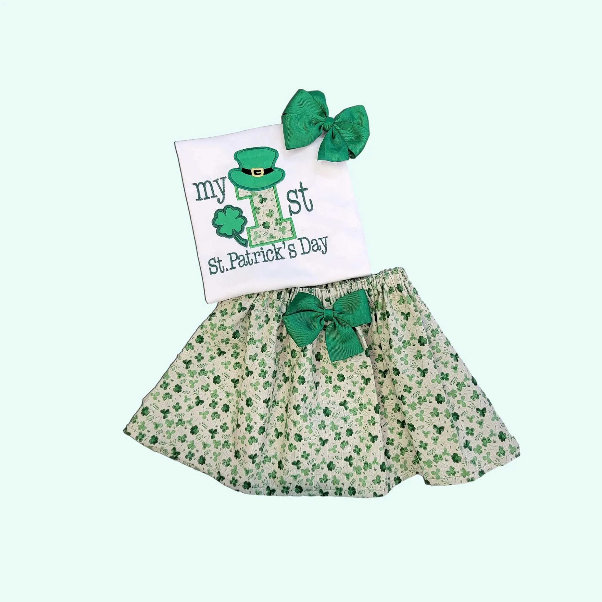 St Patrick Day Outfit, My First St Patrick Day, Girls St. Patrick Day Shirt - Skirt, Baby St Patrick Day Set, Shamrock Outfit for Girls