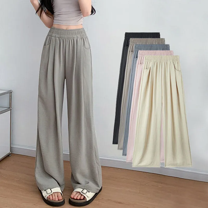 Women's Summer Lightweight Elastic-Waist Wide-Leg Pants