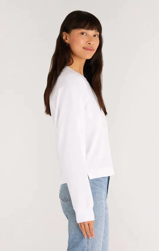 Z Supply Cayden White Raglan Sweatshirt